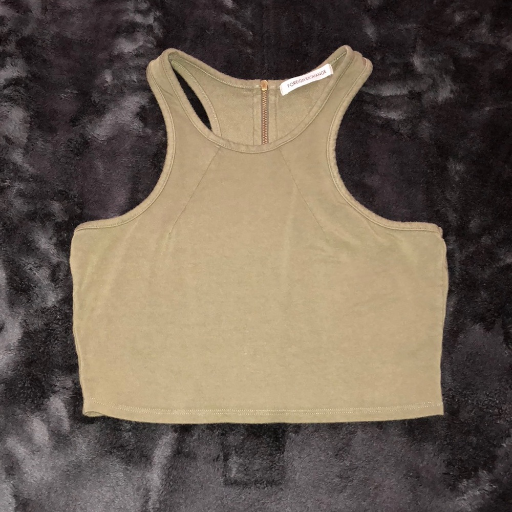Army green crop top